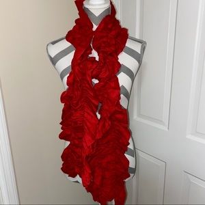 NWOT Red Fluffy Stretch Scarf